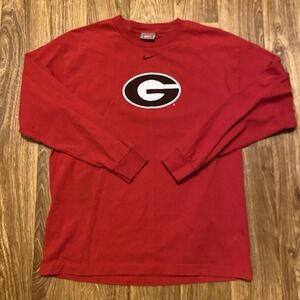 Vintage Nike Georgia‎ Bulldogs Shirt Men Medium Red Center Swoosh Check